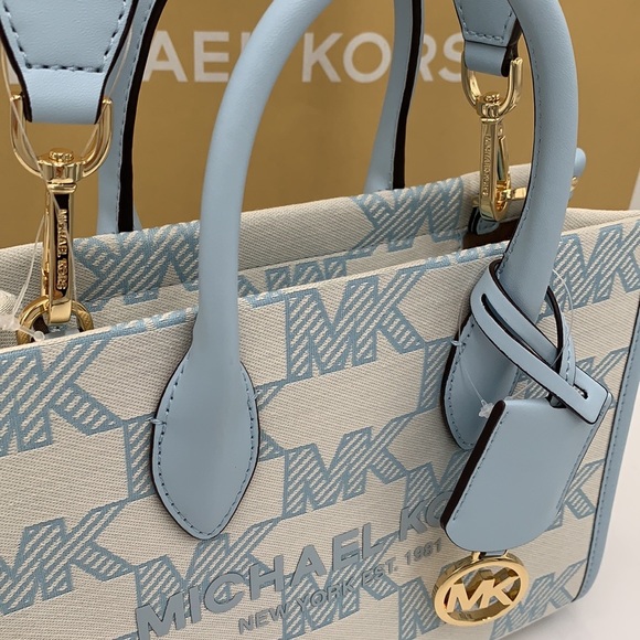 MICHAEL KORS MIRELLA SMALL SHOPPER TOP ZIP XBODY VISTA BLUE COLOR - Picture 14 of 15
